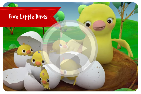 Five Little Birds | Nursery Rhymes & Kids Songs