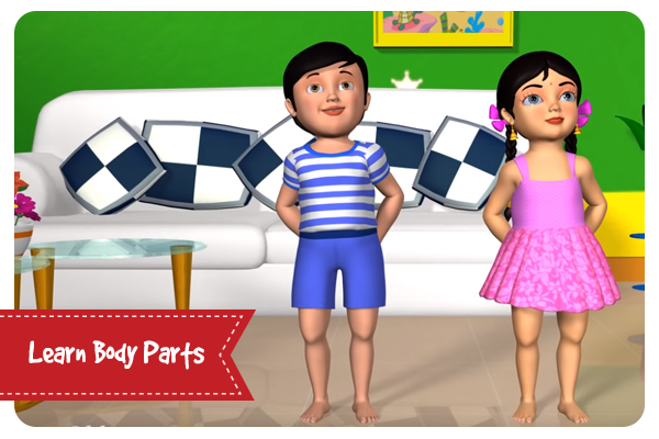 Learn Body Parts Song - 3D Animation English Nursery rhyme