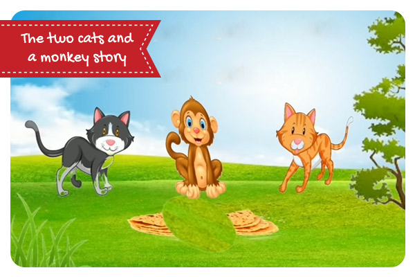 The two cats and a monkey story l short story in English for kids