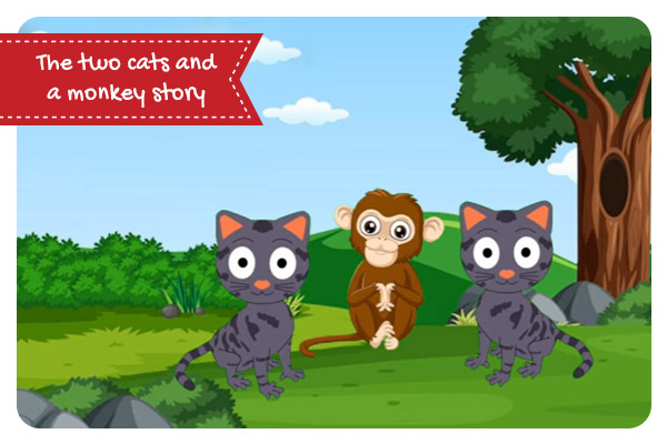 The two cats and a monkey story/short story in english for kids